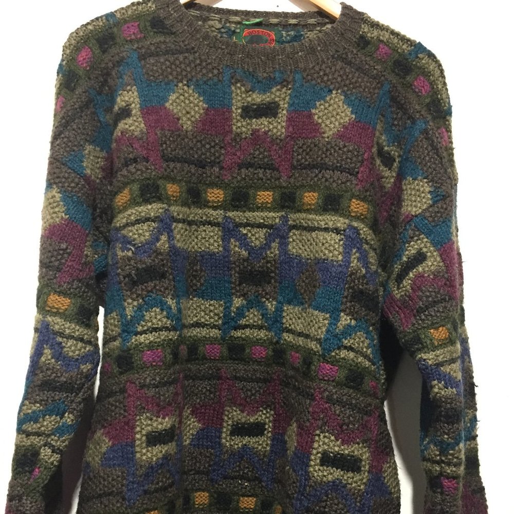 VINTAGE BOSTON TRADER'S KNITTED WOOL SWEATER SIZE L